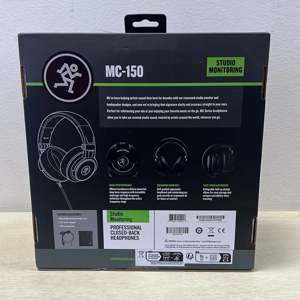 NIB/SEALED - Mackie MC-150 Professional Closed-Back Headphones, Black - Picture 4 of 10